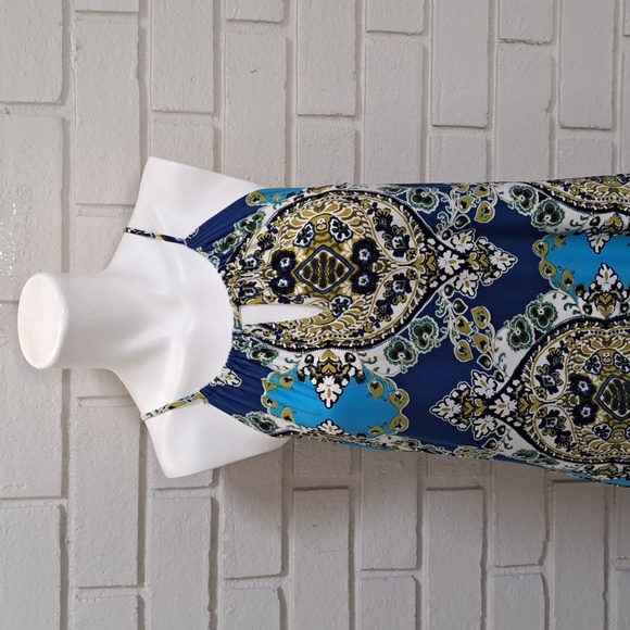 EN Focus Studio Blue Paisley Sleeveless Keyhole Front Dress. Size 12 NWOT - Picture 2 of 10